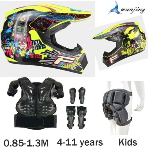 Height 0.85-1.3M Child Baby Moto Body Protect Armor Cycling Riding DH MX Mountain bike Knee Elbow Guard Kids Motocross helmet