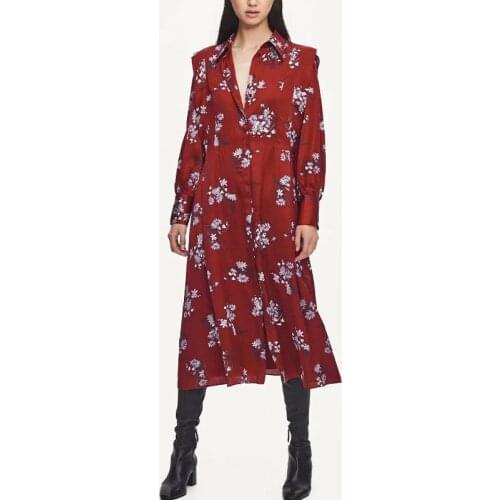 Ladies Belt Floral Print Dress Ladies Long Dress Red Fashion Celebrity Cocktail Party Club Dress