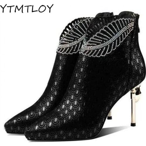 Ladies Boots Pu Pointed Toe Sexy Thin High Heel Short Boots Platform Ladies Fashion Boots Apatos De Mujer