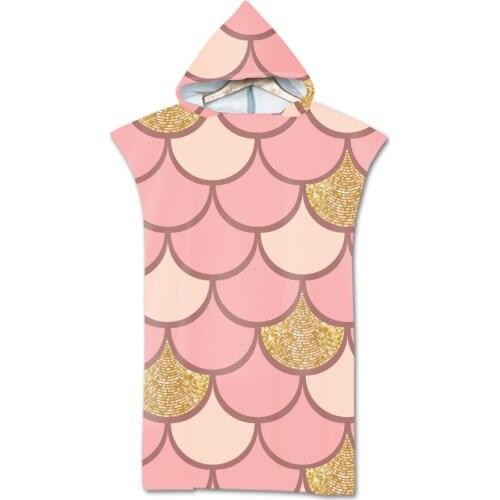 Beautiful Mermaid Cape Hooded Bath Towel for Adults Quick-Dry Robe Poncho for Swimming Pink Beach Surf Woman Bathrobe Beachwear