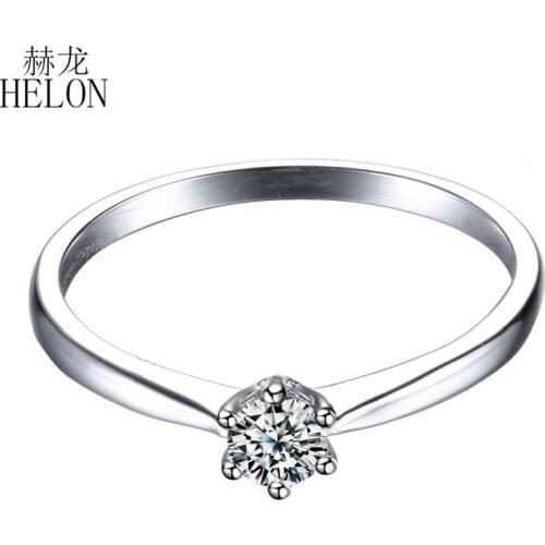 HELON Sterling Silver 925 Round 3.5mm Moissanite Engagement Ring Band lab Diamond Solitaire Wedding Women Trendy Fine Jewelry