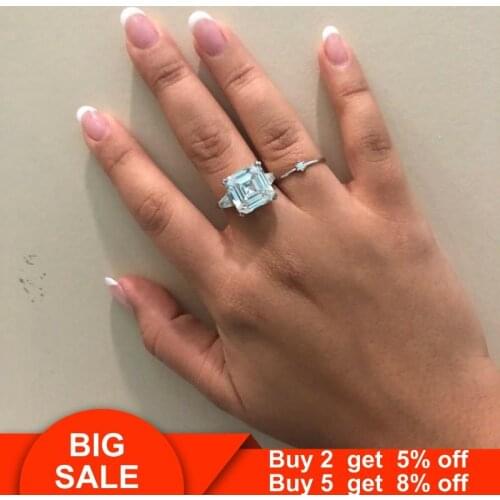 2020 Lady Promise ring 925 Sterling silver Asscher cut 6ct AAAAA cz Engagement Wedding Band Rings for women Bridal Fine Jewelry