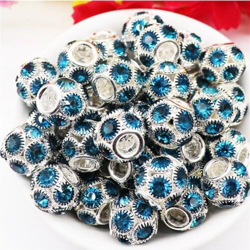 10Pcs Zirconia Cubic Beads Round Rhinestone Bracelet Spacer Charms Color Crystal Zirconia Stone Ball Beads for Jewelry Making