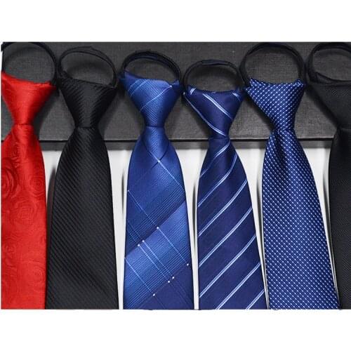 25 Style! Pre-tied Neck Tie Mens Skinny Zipper Ties Stripe Solid Color Slim Narrow Bridegroom Party Dress Necktie Zip Tie Gift