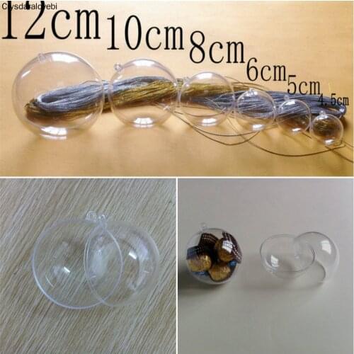 40pcs 4/5/6/9cm Christmas Decorations Clear Plastic Christmas Ball Transparent Can Open Plastic Clear Bauble Ornament Gift