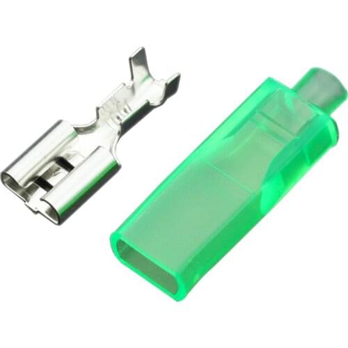 50sets 6.3 Insert spring green jacket button switch cold press junction terminal