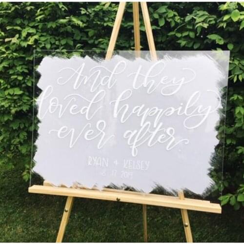 Custom Acrylic Wedding Welcome Sign,They Loved Happily Ever After,Personalized Wedding Welcome Sign,Modern Wedding Decor