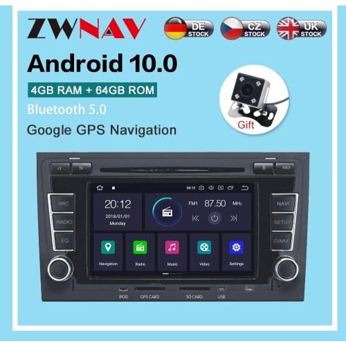 Android 10.0 4+64G Car Radio Player GPS Navigation For Audi A4 S4 RS4 2003-2012 car Multimedia Player Radio stereo Head Unit dsp