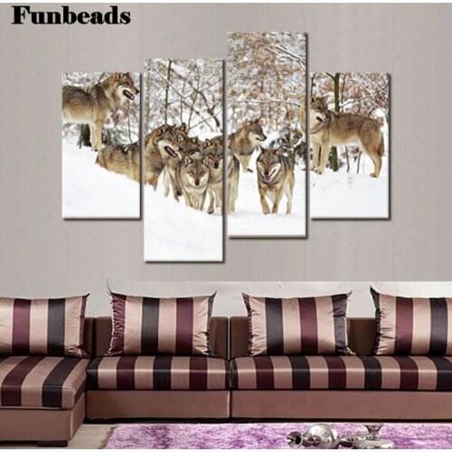 Large, diamond painting, Mosaic animal Wolfhound 5D DIY diamond embroidery animal diamond cross embroidery, 4 pieces FF657