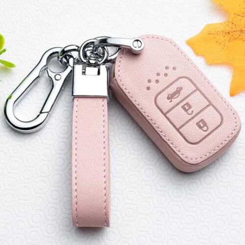 Genuine Leather Car Key Case Cover for Honda Civic CR-V HR-V Accord Jade Jazz City Pilot Crider Odyssey 2015 2016 -2018 2019