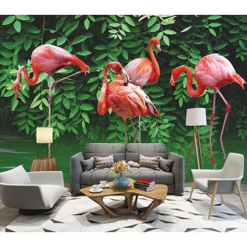 Decorative wallpaper Tropical rain forest flamingo background wall painting