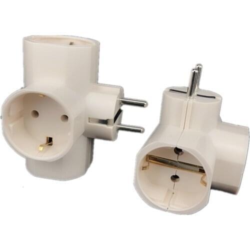 European EU Plug Socket 1 to 3 Ways Splitter Plug Adapter Euro Russia Germany Korea Travel Power Adapter 4.8 Plug