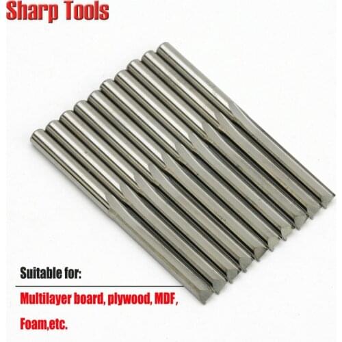 4MM Cel25-52mm Double Flute Straight Router Bits Wood Milling Cutter Tools 5pc Long End Mill CNC Carbide Engraving Slot Cutters