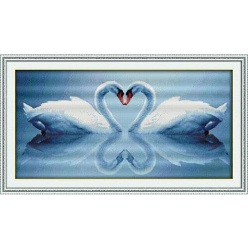 Joy Sunday White Swan Counted Cross Stitch 11CT Printed 14CT Cross Stitch Set Chinese Cotton Cross-stitch Kit Embroidery Needlew