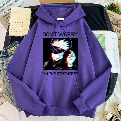 Jujutsu Kaisen Anime Don'T Worry I'M The Strongest Sweatshirt Male Casual Hoodie Men Harajuku Tracksuit Oversize Autumn Clothing