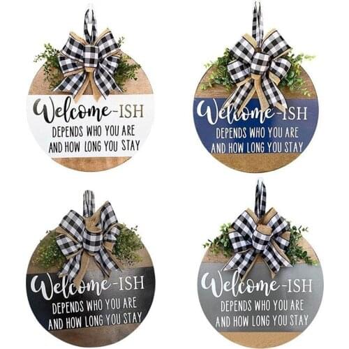 JFBL Hot Wood Welcome Door Hanger Welcome Sign for Front Door Porch Outdoor Decor, Depends Who You Are, How Long You Stay