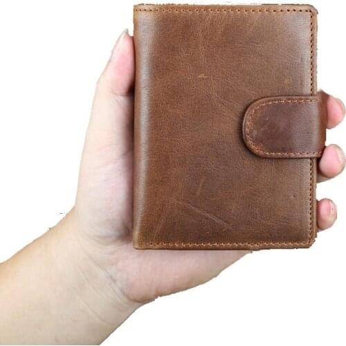 Coin Purse Men Wallet Leather With Coin Pocket Genuine Crazy Horse Organizer Male Short Wallet For Boys Dropshipping Wholesale