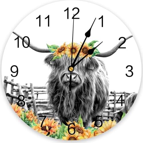 Creative Wall Clock Sunflower Yak Funny Modern Design Living Room Bedroom Office Cafe Home Decoration Fashion Wall Clock