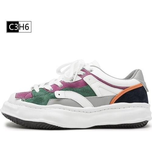 Ladies Casual Shoes Personality Color Matching Dissolving Shoes Suede Leather Retro Thick Bottom Niche Sneakers Zapatillas Mujer