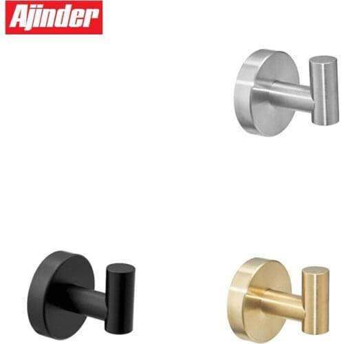 Stainless Steel Single Robe Hook Wall Mounted Towel Hook Black Painted Clothes Hook Bathroom Wall Hook Hardware