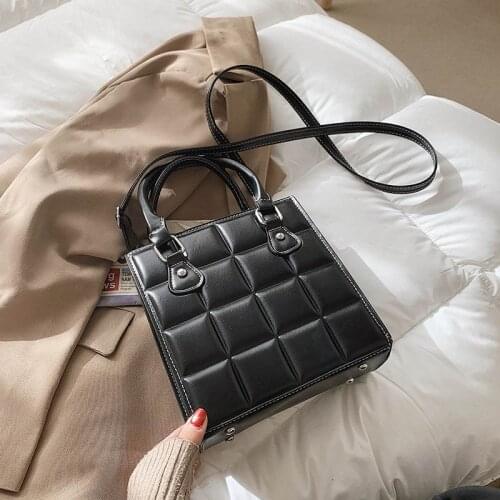 Fashion Plaid Square Women Handbag Pu Leather Shoulder Bag Designer Retro Large Capacity Crossbody Bag Casual Female Bag