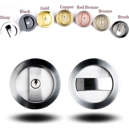 Sliding Door Lock Set Kit 35-50mm Door Thickness Hook Lock Pocket Door Round
