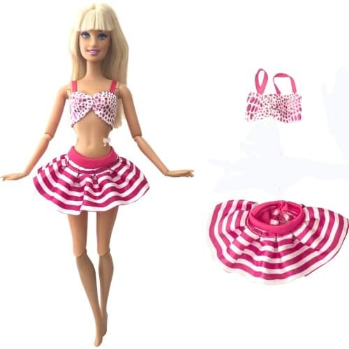 NK 1 PCS Doll Bikini Swimwear Pink Tops Fashion Underwear Skirt Clothes for Barbie Doll Accessories Kids Toy 72E 7X