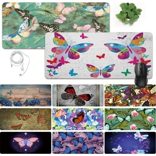 Anti-slip Waterproof PU Leather Computer Mouse-pad Smooth Game Laptop Mouse Pad Butterfly Pattern Large Mouse Mat