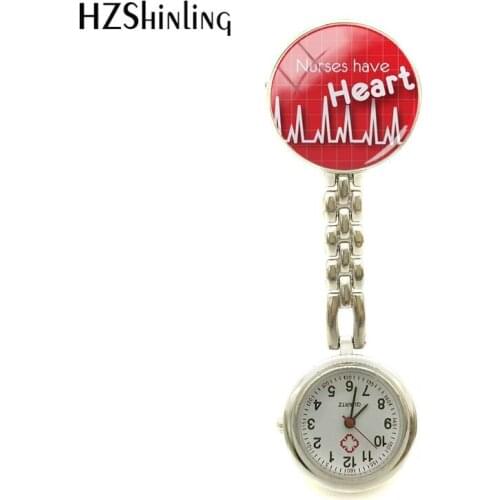 2018 New Nurses Have Heart Clip Nurse Watch Red Heart Fob Watch Nurse Glass Dome Jewelry Pocket Medical Nurse Fob Watch