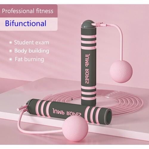 Newest Arrival Rope Skipping Portable Skipping Rope with Steel Wire Rope and Cordless Ball for Kids Adults Pink/Green