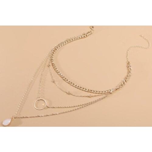 Bohemian Style Necklace 2021 Korean Fashion Necklace Simple And Versatile Water Drop Multilayer Necklace Women Erkek Kolye
