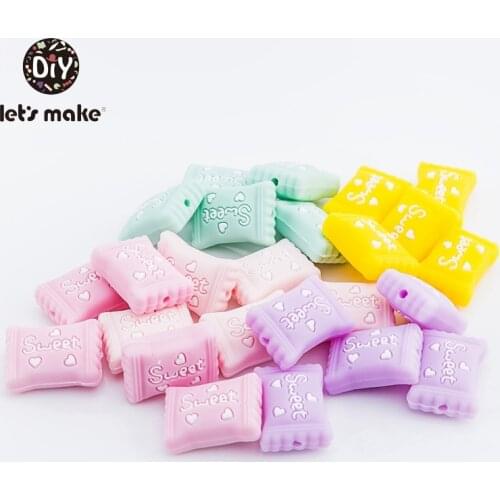 Silicone Beads Baby Teether DIY Accessories Teething Necklace Candy Shape Food Grade Silicone Teethers Candy Color Lets Make