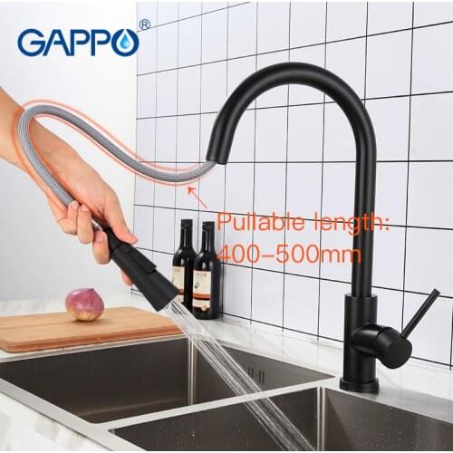 GAPPO Sensor Touch Kitchen Faucets Stainless Steel Black Touch Inductive Sensitive Faucets Mixer Tap Single Handle Dual Outlet