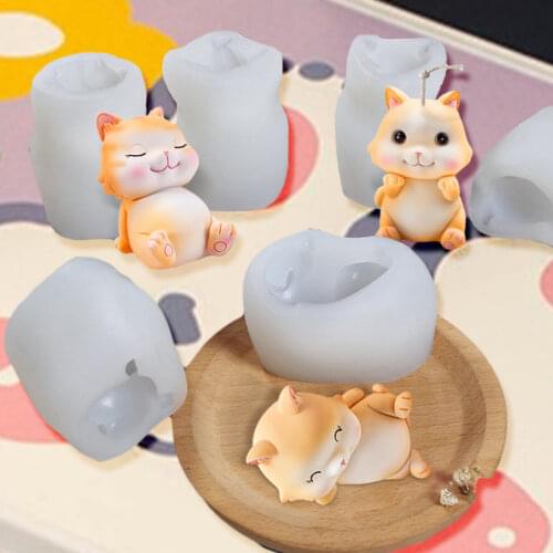 3D Cat Silicone Ice Cube Mold DIY Cartoon Animal Cat Aromatherapy Candle Mould Chocolate Mold Ice Tray Silicone Mold ice tray