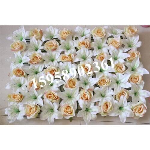 SPR Free champagne white mix color wedding flower wall Artificial silk rose backdrop table flower decorative market decoration