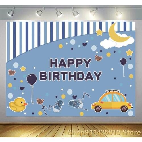 Moon Balloon Car Boys Birthday Party Decoration Photography Studio Custom Background Photos Kids Room Dress Up Vinyl Backdrop