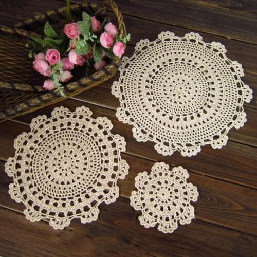 Vintage Crochet Cotton Placemat Cup Mug Coasters Table Tea Coffee Cushion Pad