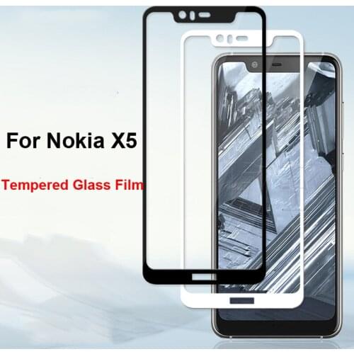 For Nokia X5 High Quality Explosion-proof Tempered Glass Full Cover Screen Protector Film NokiaX5 White Black Color Glass Film