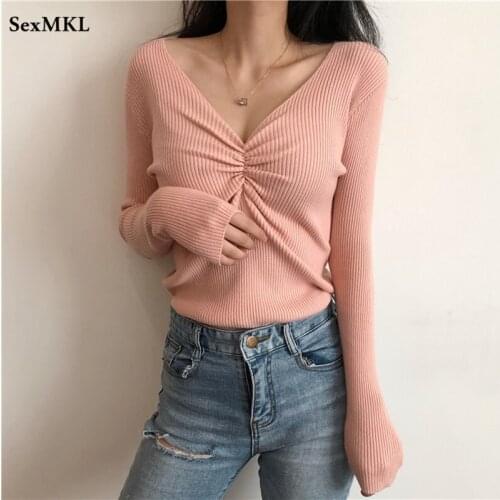 Sexy Autumn Winter Sweater Women 2021 Korean Fashion Long Sleeve Ladies Tops Pullover White Slim French Knitted Jumpers Sweater