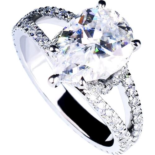 Dove Egg Drop Real S925 Sterling Silver Ring Women 2ct Diamond African Jewelry Engagement Wedding Luxury Exquisite Elegant Cute