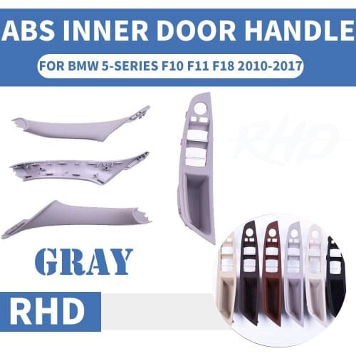 4PCS/set Right Hand Drive RHD For BMW 5 series F10 F11 F18 520 525 Gray Car Interior Door Handle Inner Panel Pull Trim Armrest