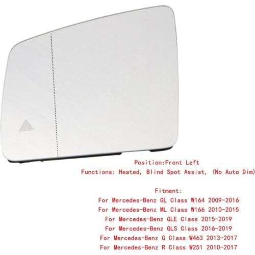 Side Mirror Rearview Mirror Glass Heated Blind Spot Assist for Mercedes-Benz G GL ML GLE Class W164 W166 2009-2019