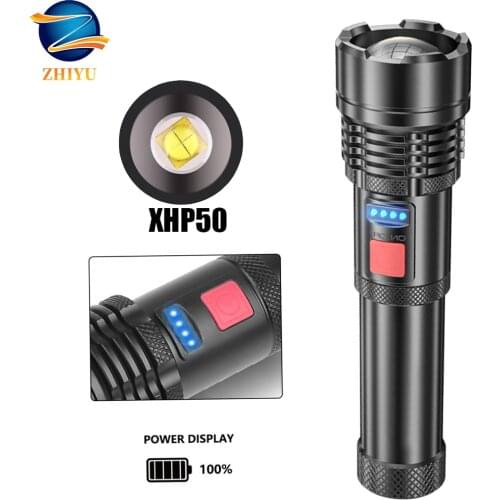 ZHIYU High Light P50 Flashlight USB Charging Super Momentum Built-in Lithium Battery Zoomable Fashlight Outdoor Camping Rescue