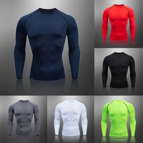 Mens Sweat Jogging T-Shirt Tights Fitness Top Base Layer Long Sleeve Compression MMA Tactics Tops & Tees Rashgard Male Clothing