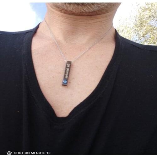 Engraved Stainless Steel Couple Necklace Custom Name Date Bar Lucky Numbers For Women Men Lover Personalized Anniversary Gifts