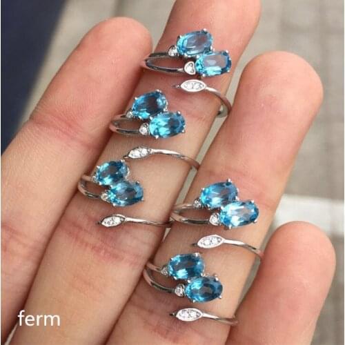 KJJEAXCMY boutique jewelry 925 Silver-inlaid Simple Natural Topa Stone Ring