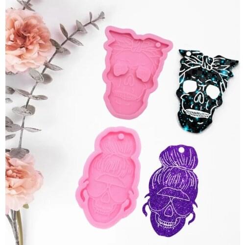 M2EA Skull Men Women Style Keychain Epoxy Resin Mold Key Chain Earrings Pendants Silicone Mould DIY Crafts Jewelry Decorations