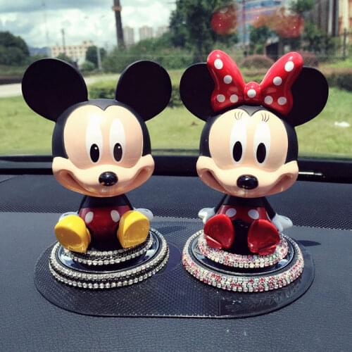 Disney Minnie Minnie Figures Model Cute Shaking Head Doll Car Decoration Car Accessories Perfume Balm Clip Aroma Diffuser Toys