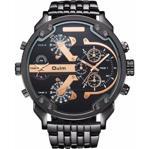 Mens Watches Top Brand OULM 3548 Luxury 5.5CM Big Face High Quality Stainless Steel Watch Black Relogio Masculino Marca Original