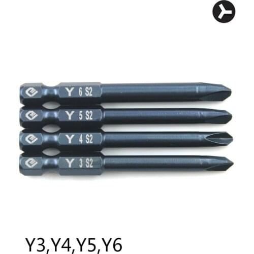 1/4" 6.35mm 65mm Y-Type Screwdriver Bit Set S2 Steel Magnetic Electric Drill Screw-driver Head Power Driver Tools